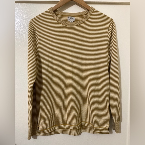 J. Crew Sweaters - Jcrew knits lightweight crewneck sweater stripe S mustard cotton